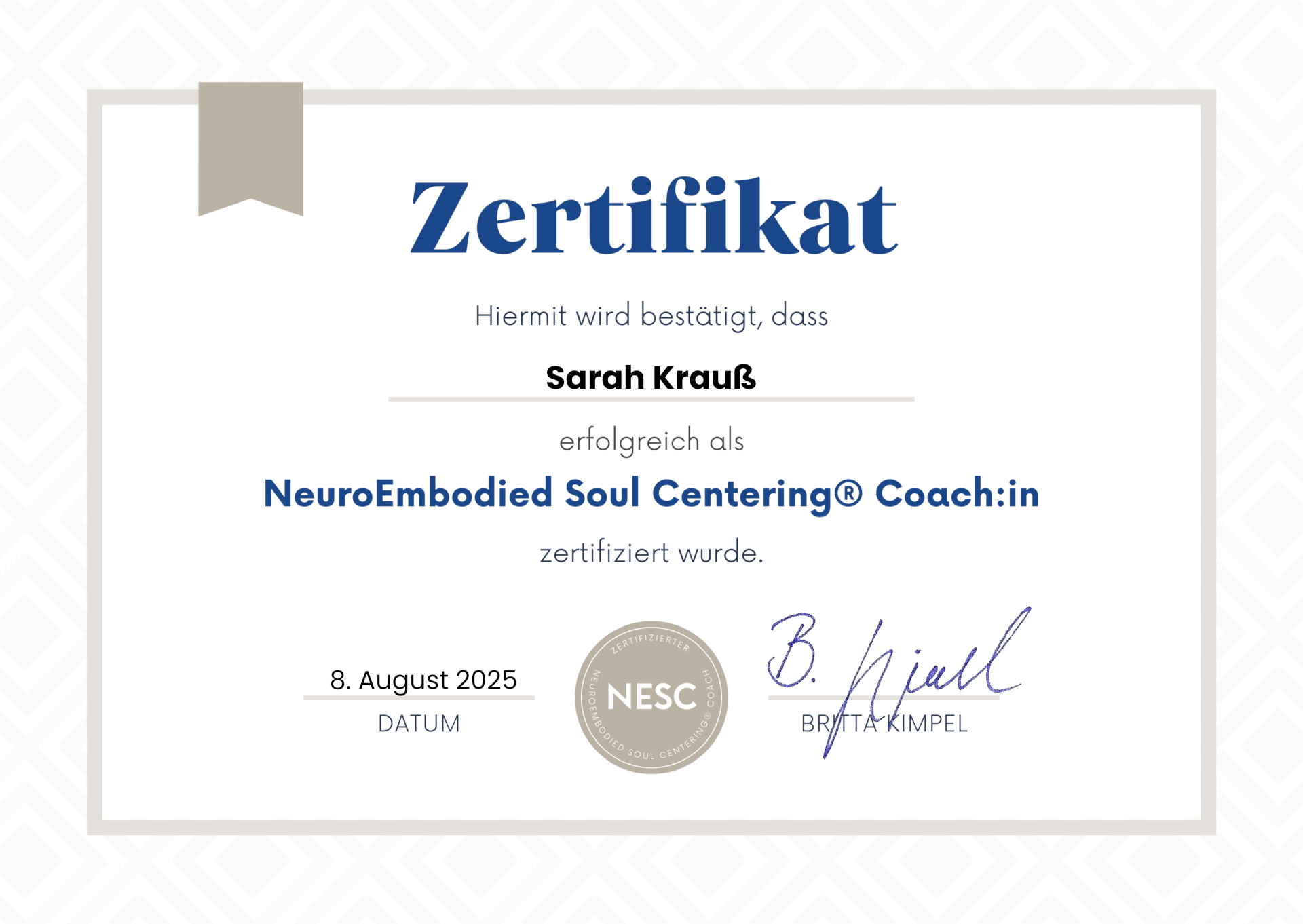 NESC® Zertifikat (Sarah Krauß)